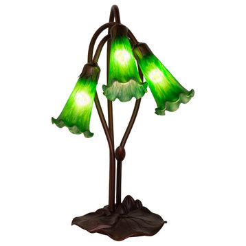 16 High Green Pond Lily 3 Light Accent Lamp