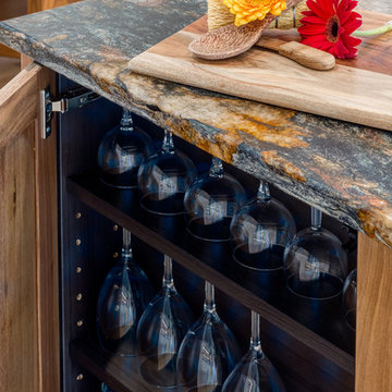 Convenient island glassware cabinet