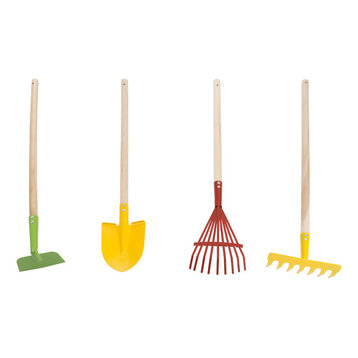 Kid's Garden Tool Set with Child Safe Shovel, Rake, Hoe and Rake by Hey! Play!