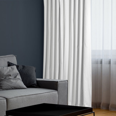Solid Cotton Blackout Curtain Single Panel, White, 50"x96"