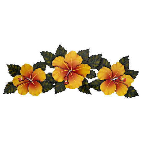 Hibiscus Flowers Ceramic Swimming Pool Mosaic 26"x10", Yellow