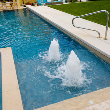 Hinsdale, IL Rectilinear Pool with Hot Tub Inside and Infinity Edge