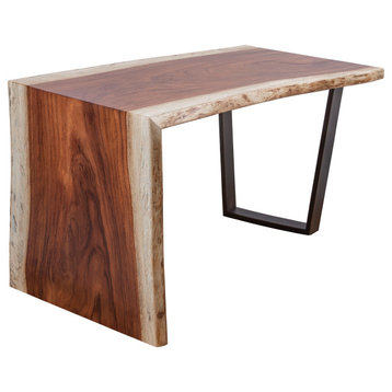 Live Edge Guanacaste 54" Waterfall Desk with Trapezoid Base