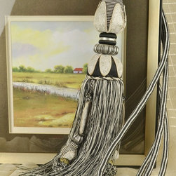 4 Colors QYM04 Faux Silk Curtain Tassel Tie Backs in Black Color - Window Treatment Accessories