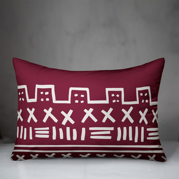 Maroon Mudcloth Pattern 14x20 Lumbar Pillow