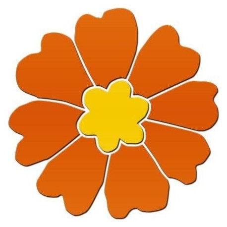 Flower Ceramic Swimming Pool Mosaic 4", Orange