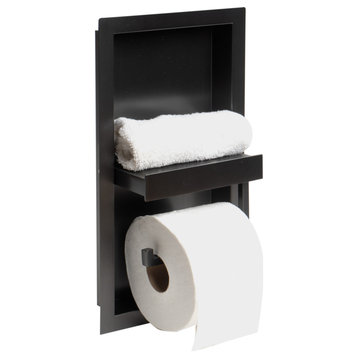 AlFI brand ABTPNP88-BB Brushed Black Stainless Steel Toilet Paper Holder Niche
