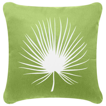 Frond Organic Cotton Decorative Square Throw Pillow, Apple Green, Without Insert