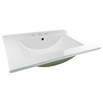 Bathroom Drop-in Sink Self Rimming 24'' White Rectangular with Centerset Holes