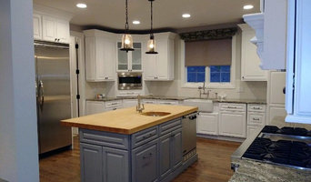 Blue Island with Stained wood counter