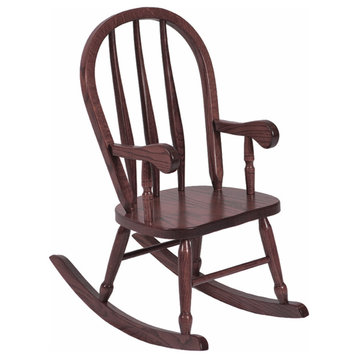 Amish Made Oak Child's Spindle Back Rocker, Earth Tone Stain