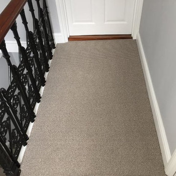 Striped Carpet Installation to Stairs