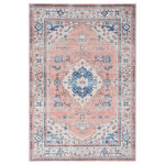 Nourison - Nourison Fulton 5' x 7' Coral Vintage Indoor Area Rug - With a Persian medallion design and matching border, this vintage-inspired rug from the Fulton Collection is always a classic. The subtle tonal variations are precision printed in soft coral, blue, brown, and ivory tones, to reflect the look of a time-worn rug � ideal for those who want to create a cozier space. Made from polyester in a non-shedding flat weave style, this Persian rug includes a non-slip backing that adds a layer of safety to your busiest areas.