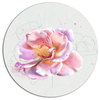 Cute Watercolor Pink Rose Sketch, Flowers Round Wall Art, 11"