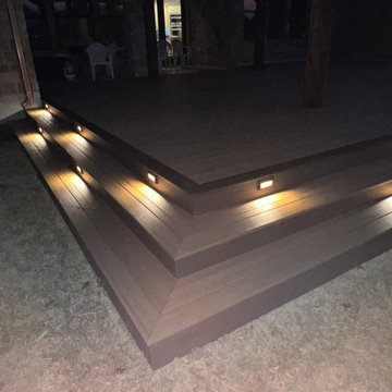 Cedar pergola and composite deck with lighting
