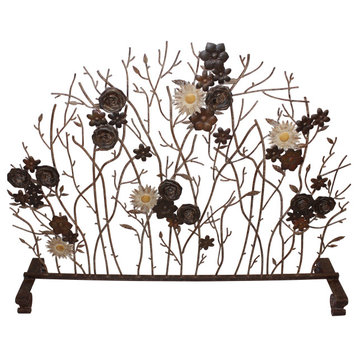 Assorted Color Floral Decorative Fire Screen