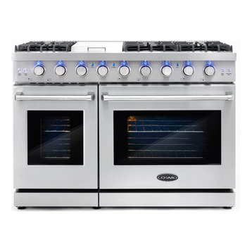 48" Freestanding Double Oven Gas Range, 6 Sealed Gas Burners, Convection Oven