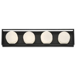 Eurofase - Eurofase Rover 4 Light LED Bathbar, Black - Chic minimalism exuberates from the Rover collection. Simple squared framework houses opal glass disks for a clean design. The open frame adds a stylish element that effortlessly supports each light.