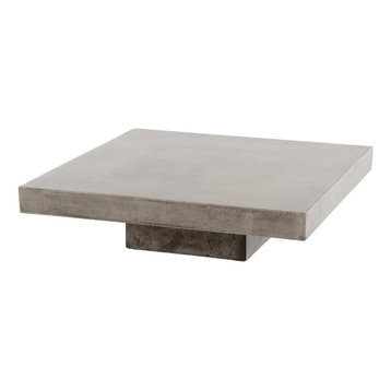 Modrest Morley Square Modern Concrete Stone Coffee Table in Dark Gray