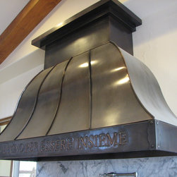 Copper Range Hood #25, A with repouse border - Range Hoods And Vents