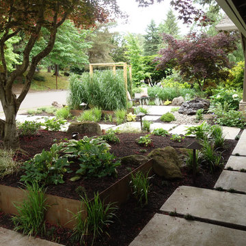 Modern Entry Garden with Private Sitting Area