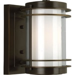 Progress - Progress P5895-108 Penfield - One light wall mount - Smooth contemporary curves highlighted by a clear glass exterior surrounding an opal glass interior. Aluminum and brass construction. One-light wall lantern.Shade Included: TRUE Warranty: 1 Year Warranty* Number of Bulbs: 1*Wattage: 100W* BulbType: Medium Base* Bulb Included: No