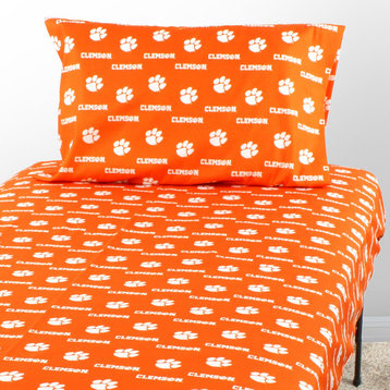 Clemson Tigers Printed Sheet Set, Twin, Solid, Full