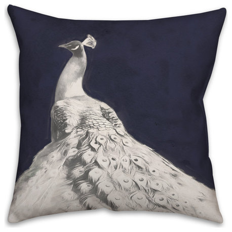 Glorious White Peacock 16x16 Spun Poly Pillow