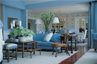 Living room - coastal living room idea in New York