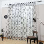 Dolce Mela - Modern Sheer Curtain Panels 60 x 100 inch Tall Window Treatments by Dolce Mela - Decorate every window with style and sophistication with these luxury sheer panel curtains featuring back and white rectangles in symmetrical patterns.