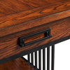 Leick Furniture Ironcraft Wood End Table in Burnished Oak Mahogany