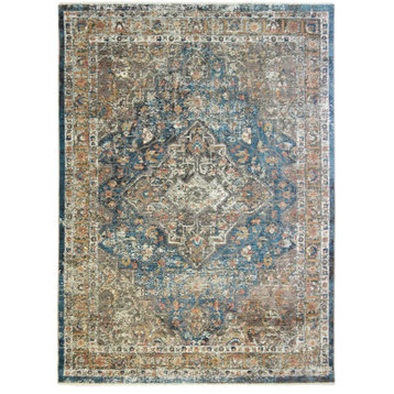 Oxford Castle Traditional Area Rug, Blue, 2'1"x3'3"