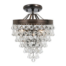 Calypso 3 Light  Crystal Teardrop  Bronze Semi-Flush
