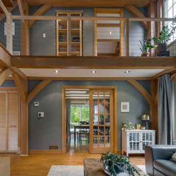 White timber post cable railing project in Greater Montreal, Quebec