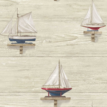 Chesapeake by Brewster 3113-12021 Seaside Living Set Sail Beige Wood Wallpaper