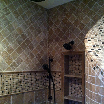 Curved Travertine Shower