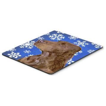Field Spaniel Winter Snowflakes Holiday Mouse Pad/Hot Pad/Trivet
