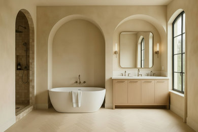 Mid-sized island style master bathroom photo in Miami
