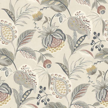 Bohemian Grey Jacobean Wallpaper Sample