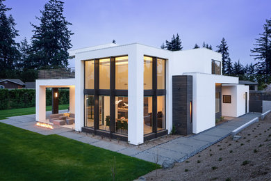 Example of a minimalist exterior home design in Seattle