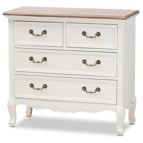 Baxton Studio Amalie Antique French Country Cottage Two-Tone White And Oak...