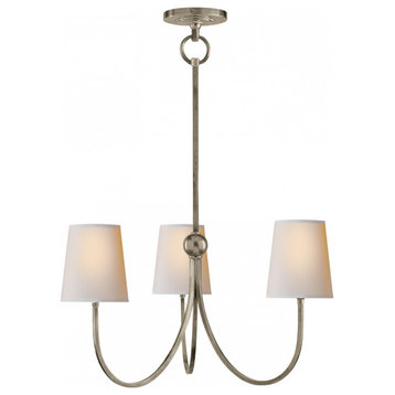 Reed Chandelier, 3-Light, Antique Nickel, Natural Paper Shade, 20"W