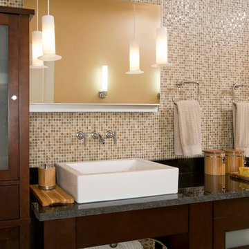 Use of Glass, Light and Fixtures Sets Leesburg Master Bathroom Apart