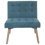 Office Star Products - Sadie Chair, Sky Fabric and Gray Legs - With uncompromising modern styling, the Sadie Chair from OSP Home FurnishingsTM with sculptural frame, captures the essence of timeless design. Drawing inspiration from the clean lines of mid-century design, this stunning chair makes a remarkable addition to any room. The beautiful button tufted pattern adds a touch of elegance while solid-wood legs finished in a trending grey wash ensure comfortable stability and noteworthy style. Place the Sadie chair next to a fireplace or in a nook and enjoy its remarkable style for years to come.