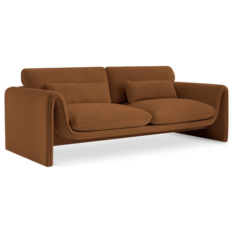Sloan Saddle Velvet Fabric Sofa