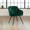Sauder Harvey Park Velvet Fabric Upholstered Accent Chair in Emerald Green/Black