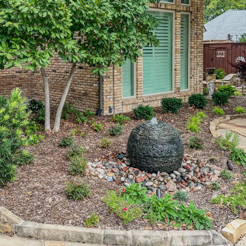 Refined Curb Appeal: Bubbling Basalt Fountain & Flagstone Entry | Plano, TX