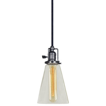 Central Park 1-Light Pendant With 4.75" Glass Shade, Gun Metal