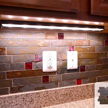 Rusty Slate Subway Mosaic Red Glass Kitchen Backsplash Tile