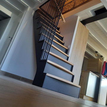 Escalier métal & bois à pas japonais